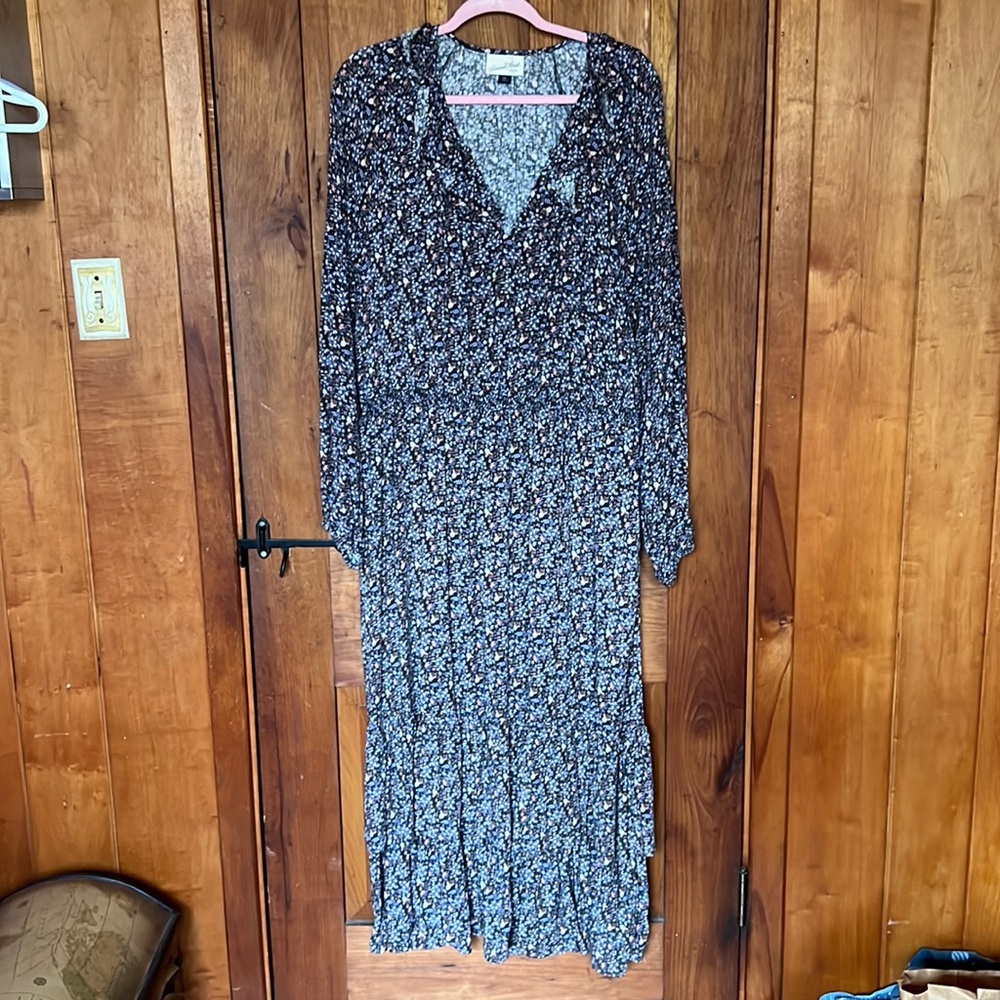 Ruffled Prairie Dress in Navy & Purple XXL